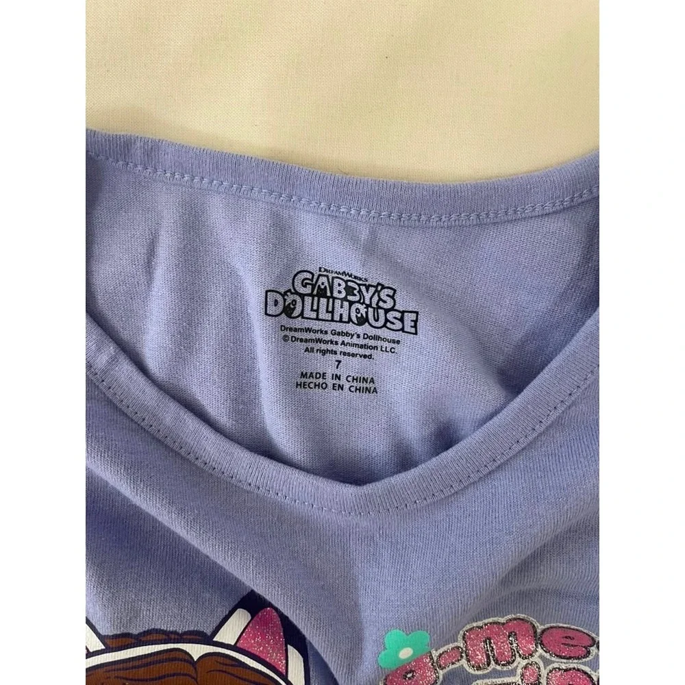 Gabby's Dollhouse Girls 2 Piece T-Shirt and Leggings Set Purple Grey Size 7 NEW